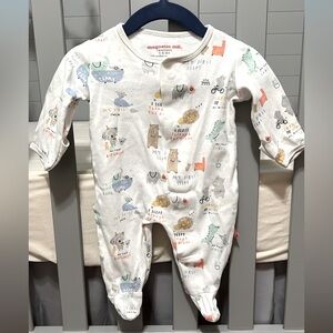 Magnetic Me White and Multicolor Animal Print Footie